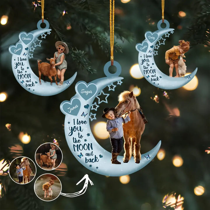 I Love You To The Moon And Back V2 - Personalized Custom Photo Mica Ornament - Christmas Gift For Pet Lover, Pet Owner AGCHD034