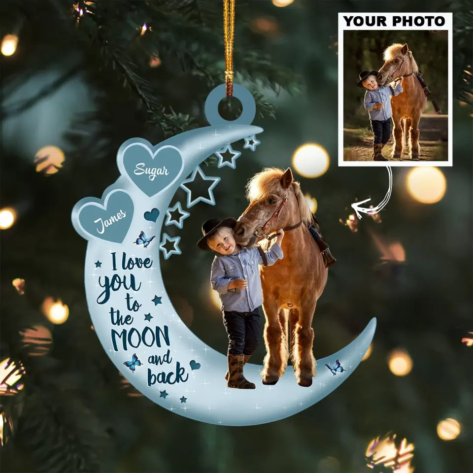 I Love You To The Moon And Back V2 - Personalized Custom Photo Mica Ornament - Christmas Gift For Pet Lover, Pet Owner AGCHD034