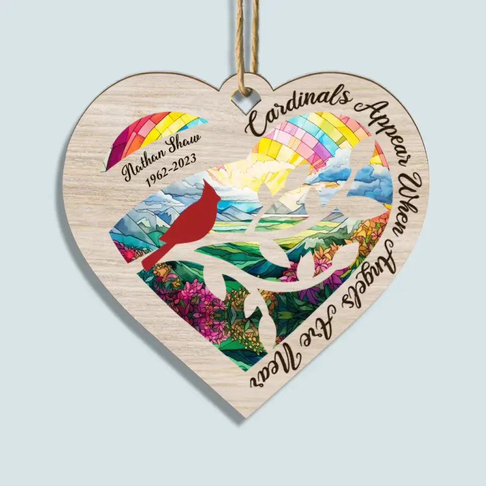 Cardinals Appear When Angels Are Near - Personalized Custom Suncatcher Layer Mix Ornament - Christmas, Memorial Gift For Family, Family Members
