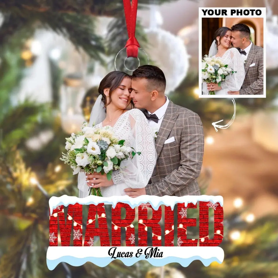 We Got Married - Personalized Custom Photo Mica Ornament - Wedding, Christmas Gift For Couple, Husband, Wife AGCDM025
