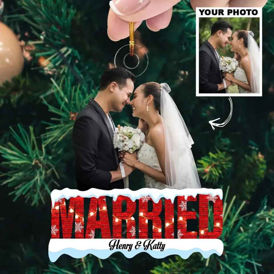 We Got Married - Personalized Custom Photo Mica Ornament - Wedding, Christmas Gift For Couple, Husband, Wife AGCDM025