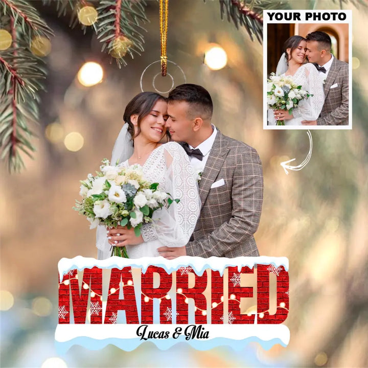 We Got Married - Personalized Custom Photo Mica Ornament - Wedding, Christmas Gift For Couple, Husband, Wife AGCDM025