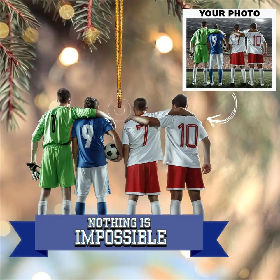 Football Team Winners Podium - Personalized Custom Photo Mica Ornament - Christmas Gift For Soccer Players, Soccer Lovers, Family Members AGCAD002