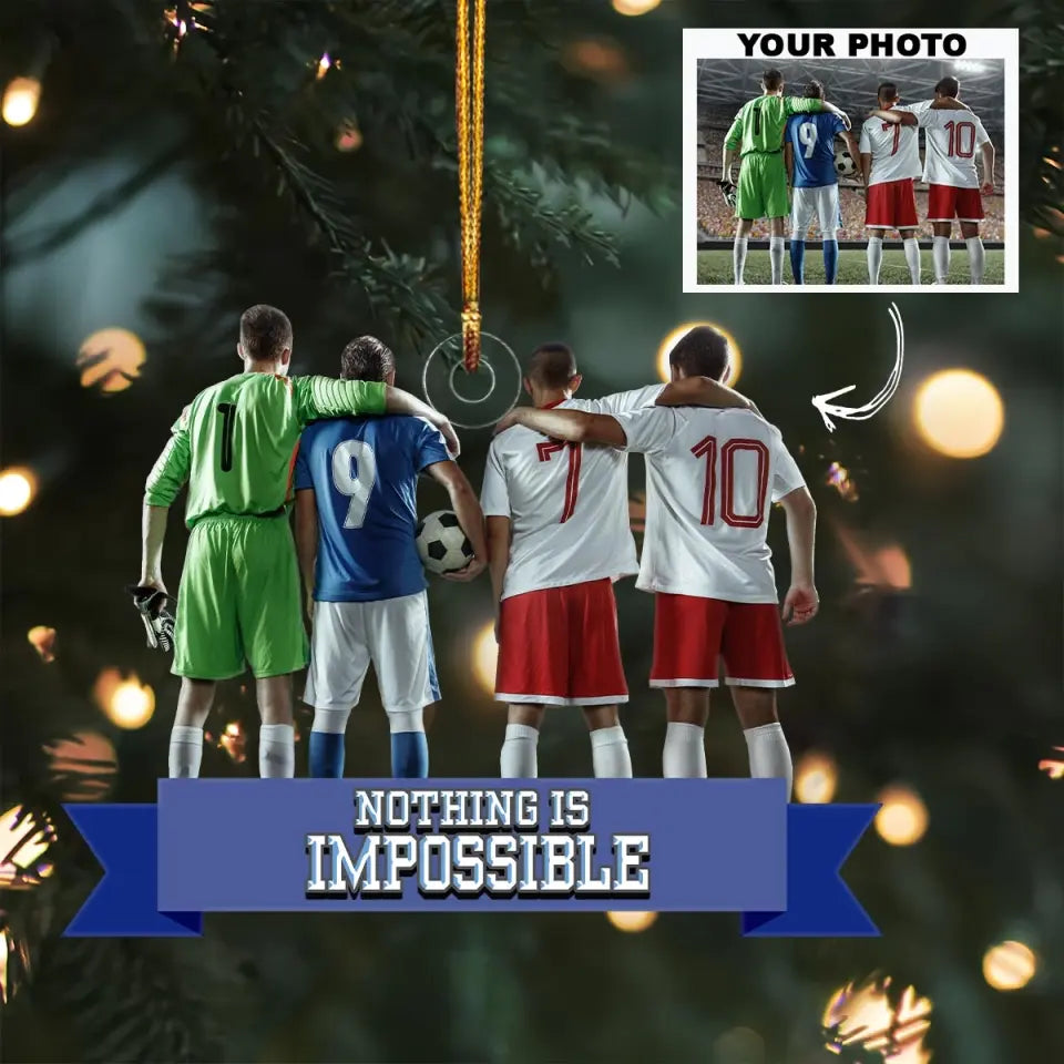 Football Team Winners Podium - Personalized Custom Photo Mica Ornament - Christmas Gift For Soccer Players, Soccer Lovers, Family Members AGCAD002