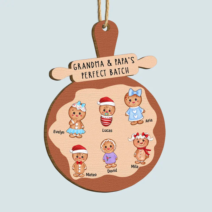 Grandma's Perfect Batch - Personalized Custom Wood Ornament - Christmas Gift For Grandma, Mom, Family Members