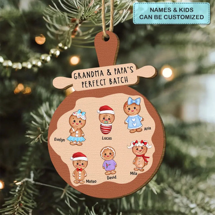 Grandma's Perfect Batch - Personalized Custom Wood Ornament - Christmas Gift For Grandma, Mom, Family Members