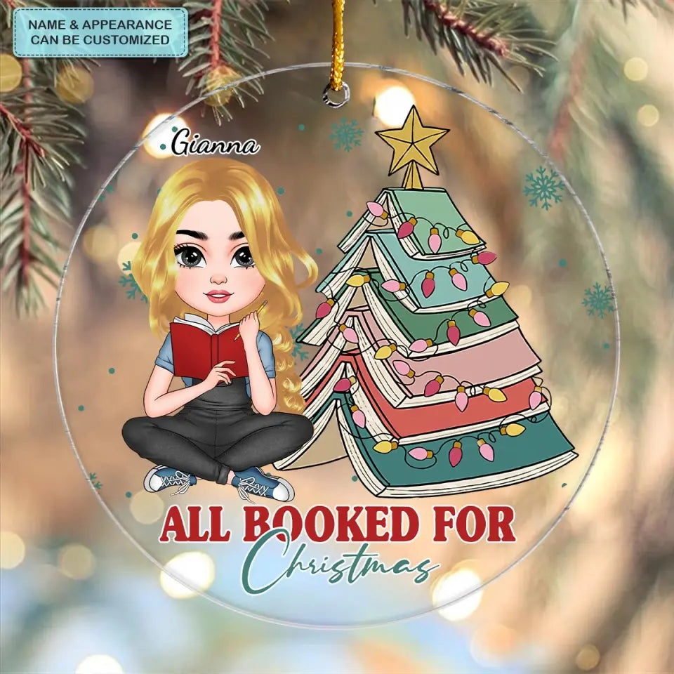 All Booked For Christmas - Personalized Custom Mica Ornament - Christmas Gift For Reading Lover