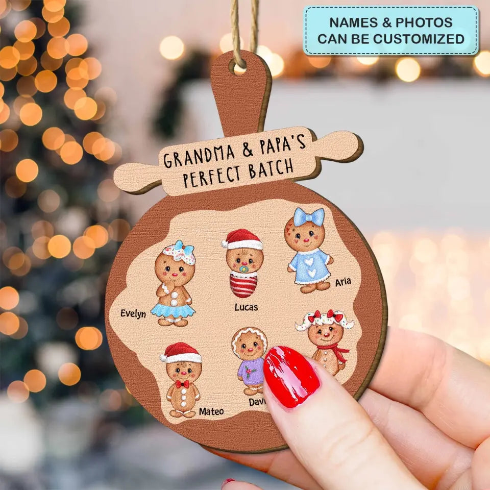 Grandma's Perfect Batch - Personalized Custom Wood Ornament - Christmas Gift For Grandma, Mom, Family Members