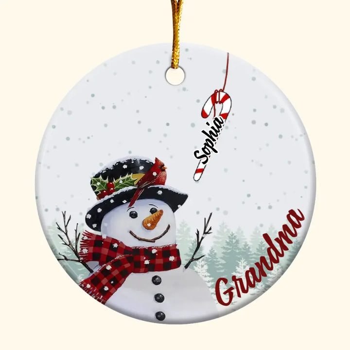Grandma Snowman - Personalized Custom Ceramic Ornament - Christmas Gift For Grandma, Family Members