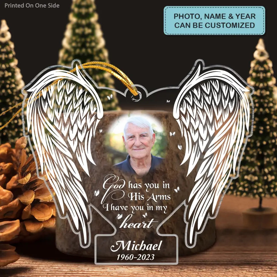 God Has You In His Arm - Personalized Custom Mica Ornament - Memorial Gift For Family, Family Members