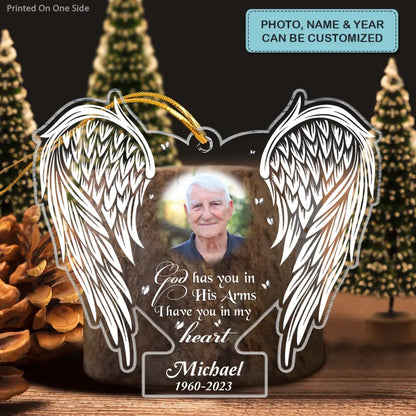 God Has You In His Arm - Personalized Custom Mica Ornament - Memorial Gift For Family, Family Members