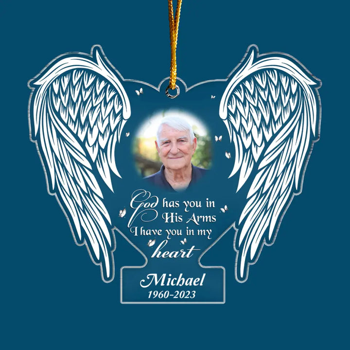 God Has You In His Arm - Personalized Custom Mica Ornament - Memorial Gift For Family, Family Members