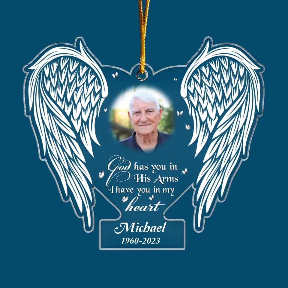 God Has You In His Arm - Personalized Custom Mica Ornament - Memorial Gift For Family, Family Members