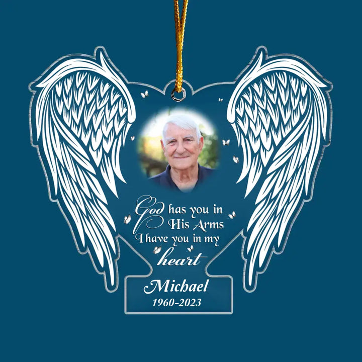 God Has You In His Arm - Personalized Custom Mica Ornament - Memorial Gift For Family, Family Members
