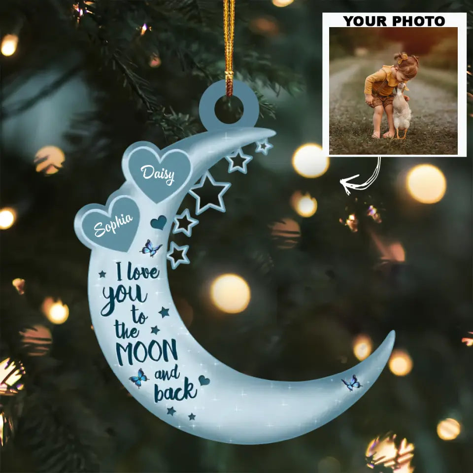 I Love You To The Moon And Back V2 - Personalized Custom Photo Mica Ornament - Christmas Gift For Pet Lover, Pet Owner AGCHD034