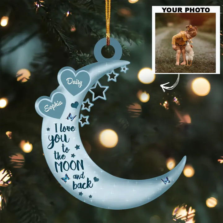 I Love You To The Moon And Back V2 - Personalized Custom Photo Mica Ornament - Christmas Gift For Pet Lover, Pet Owner AGCHD034
