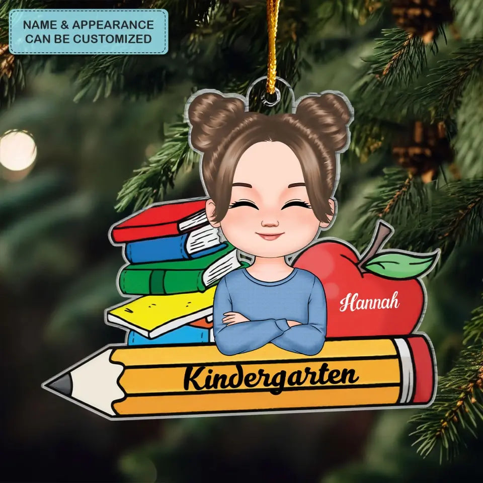 Kid On Pencil - Personalized Custom Mica Ornament - Christmas Gift For Kids, Family Members CLA0HT009