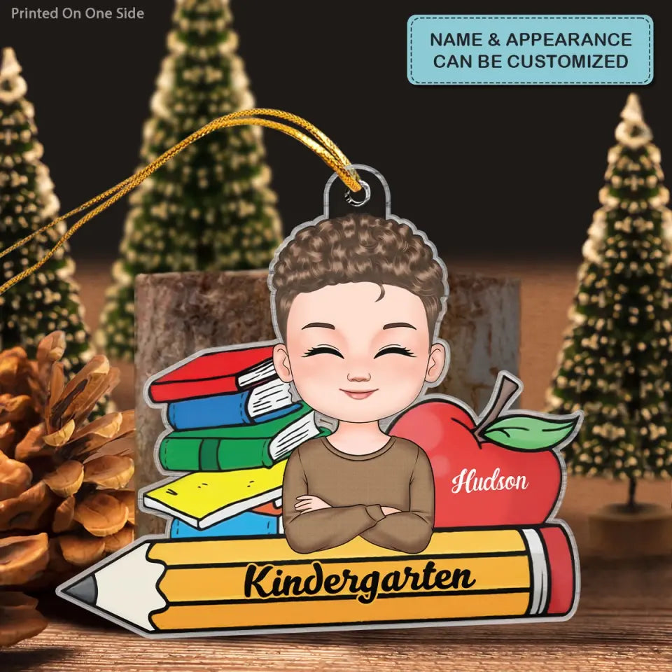 Kid On Pencil - Personalized Custom Mica Ornament - Christmas Gift For Kids, Family Members CLA0HT009