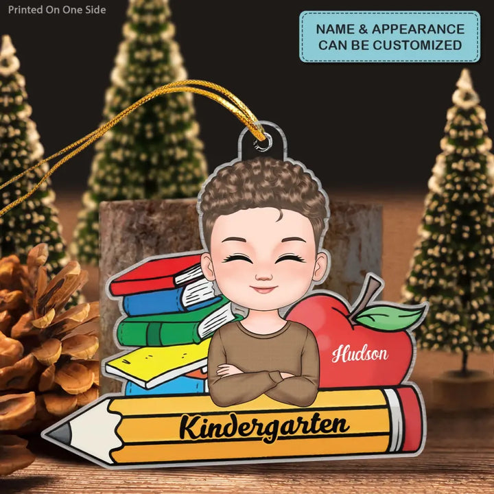 Kid On Pencil - Personalized Custom Mica Ornament - Christmas Gift For Kids, Family Members CLA0HT009