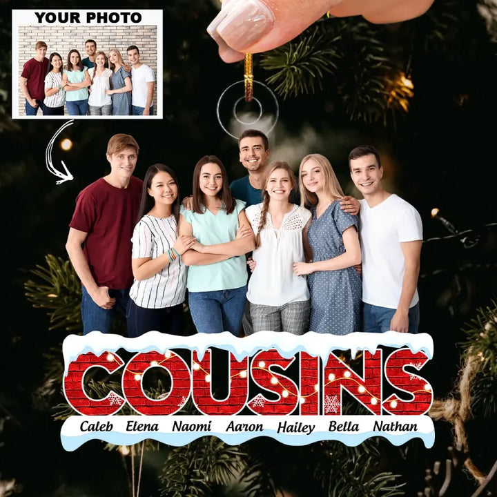 Cousins Merry Christmas 2023 - Personalized Custom Photo Mica Ornament - Christmas Gift For Family Members AGCDM026