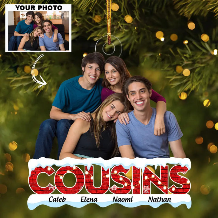 Cousins Merry Christmas 2023 - Personalized Custom Photo Mica Ornament - Christmas Gift For Family Members AGCDM026
