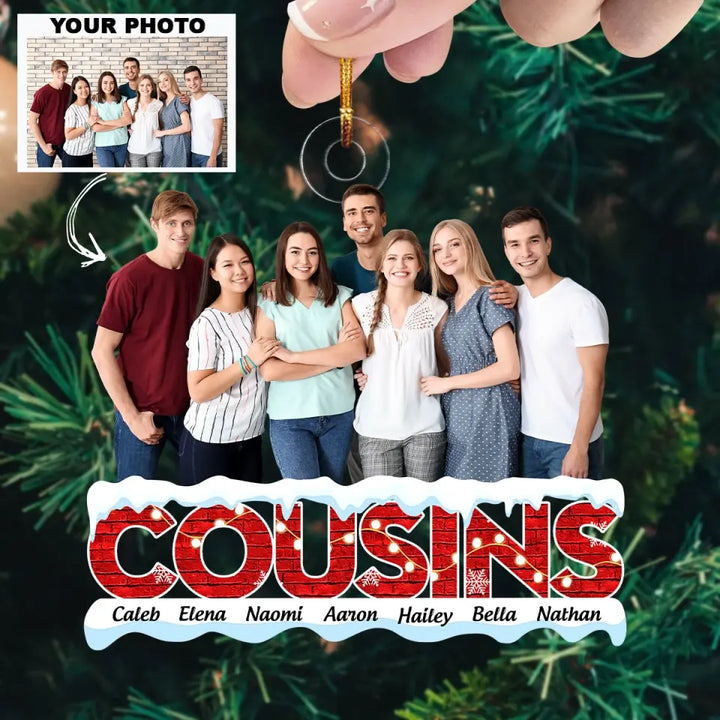 Cousins Merry Christmas 2023 - Personalized Custom Photo Mica Ornament - Christmas Gift For Family Members AGCDM026