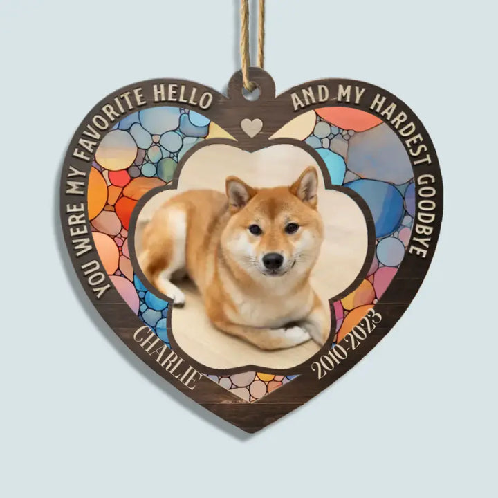 My Favorite Hello And My Hardest Goobye - Personalized Custom Suncatcher Layer Mix Ornament - Memorial Gift For Dog Lover, Dog Owner, Dog Dad, Dog Mom