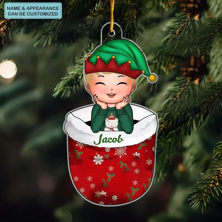 Kid In Snow - Personalized Custom Mica Ornament - Christmas Gift For Kids, Family Members CLA0AD006