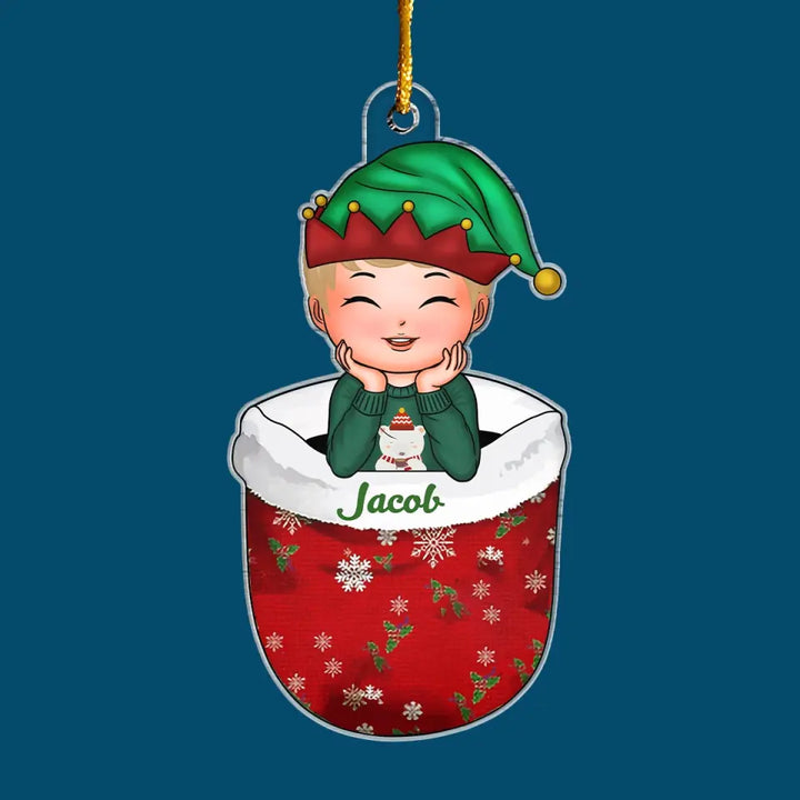 Kid In Snow - Personalized Custom Mica Ornament - Christmas Gift For Kids, Family Members CLA0AD006