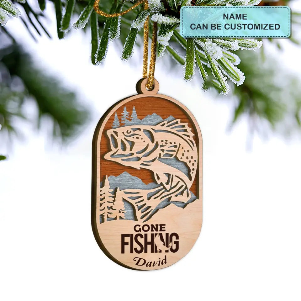 Eat Fish Sleep Repeat - Personalized Layer Wood Ornament - Christmas Gift For Fishing Lover