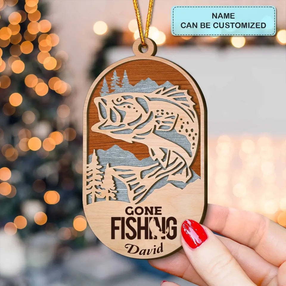 Eat Fish Sleep Repeat - Personalized Layer Wood Ornament - Christmas Gift For Fishing Lover