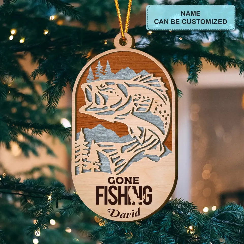 Eat Fish Sleep Repeat - Personalized Layer Wood Ornament - Christmas Gift For Fishing Lover