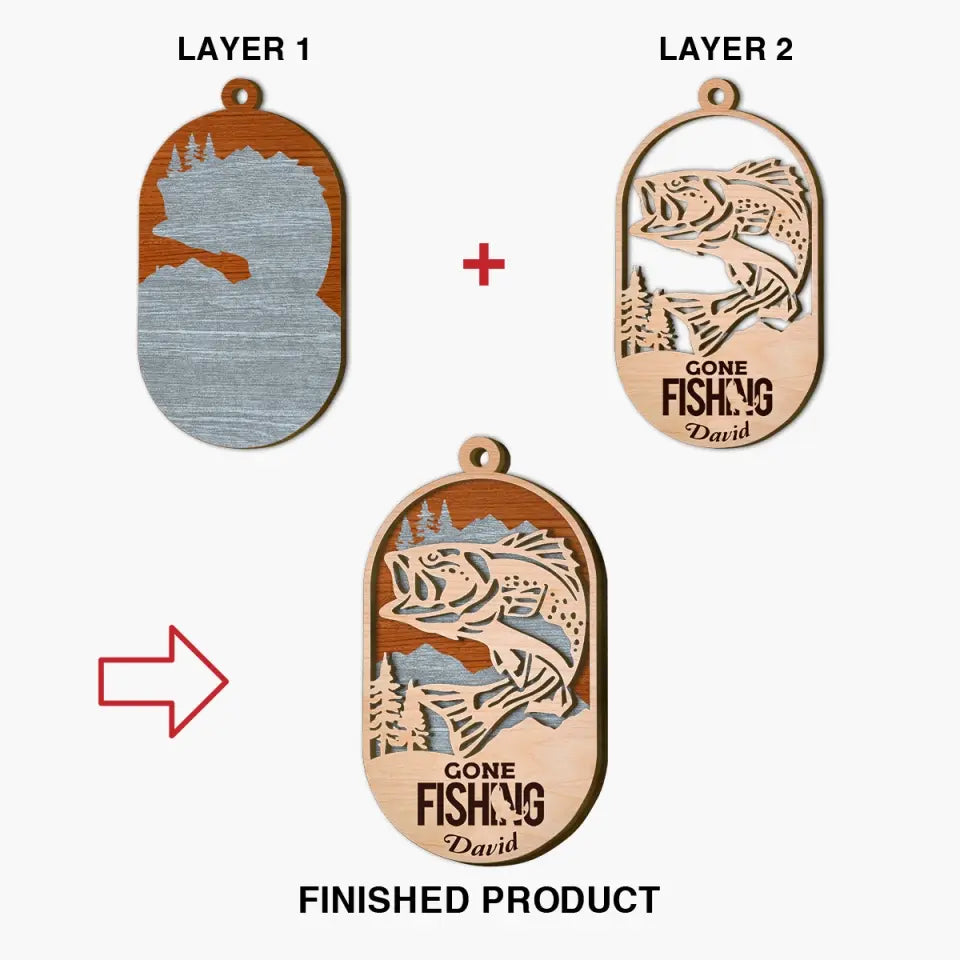 Eat Fish Sleep Repeat - Personalized Layer Wood Ornament - Christmas Gift For Fishing Lover