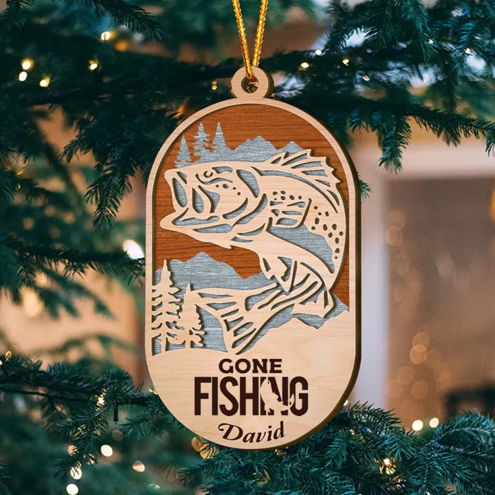 Eat Fish Sleep Repeat - Personalized Layer Wood Ornament - Christmas Gift For Fishing Lover