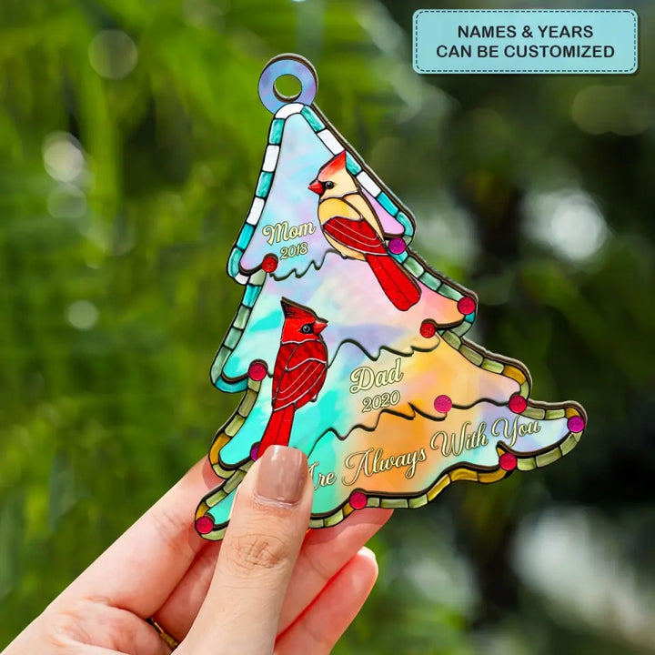 Christmas Tree Memorial Family Loss Cardinal - Personalized Custom Suncatcher Layer Mix Ornament - Christmas, Memorial Gift For Family, Family Members