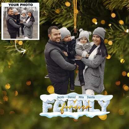 Family Forever - Personalized Custom Photo Mica Ornament - Christmas Gift For Family Members AGCDM019