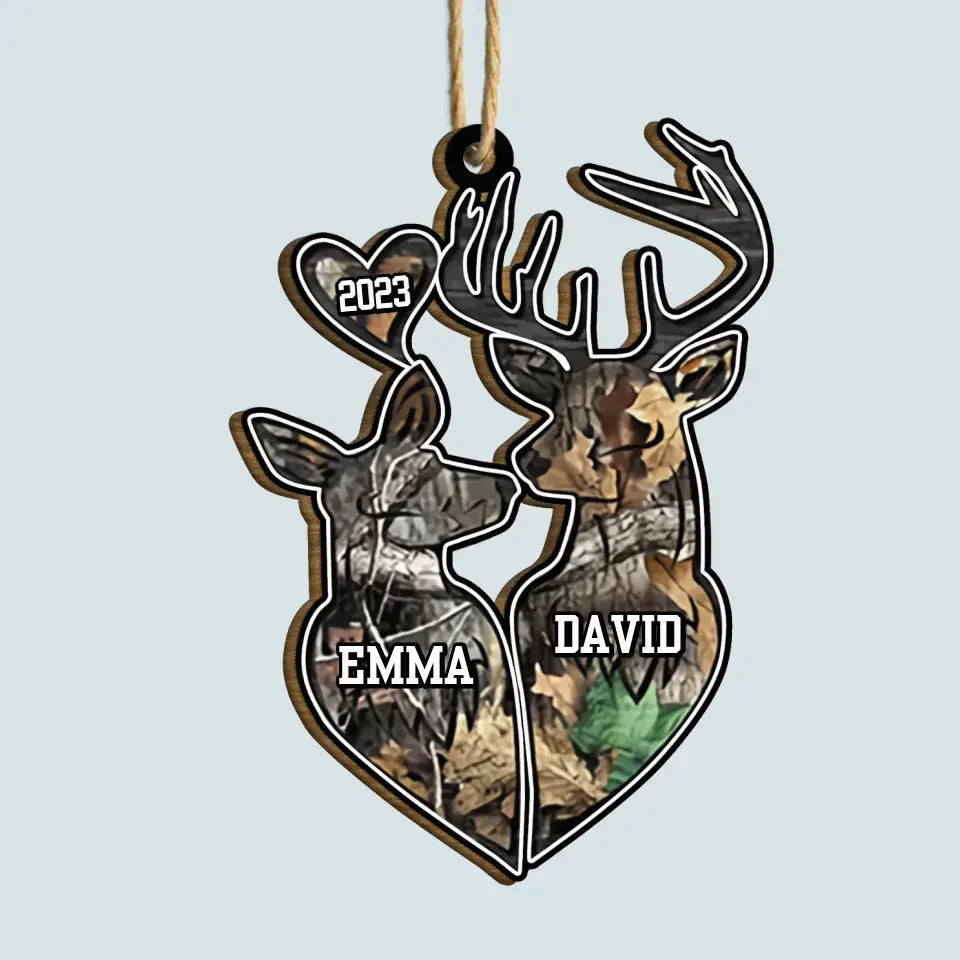 Hunting Couple - Personalized Wood Ornament - Christmas Gift For Couple, Wife, Husband, Hunting Lover