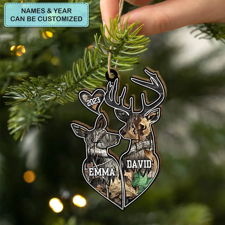 Hunting Couple - Personalized Wood Ornament - Christmas Gift For Couple, Wife, Husband, Hunting Lover