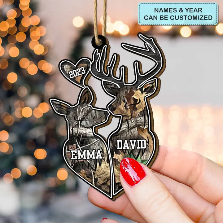 Hunting Couple - Personalized Wood Ornament - Christmas Gift For Couple, Wife, Husband, Hunting Lover