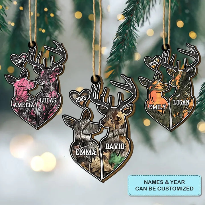 Hunting Couple - Personalized Wood Ornament - Christmas Gift For Couple, Wife, Husband, Hunting Lover