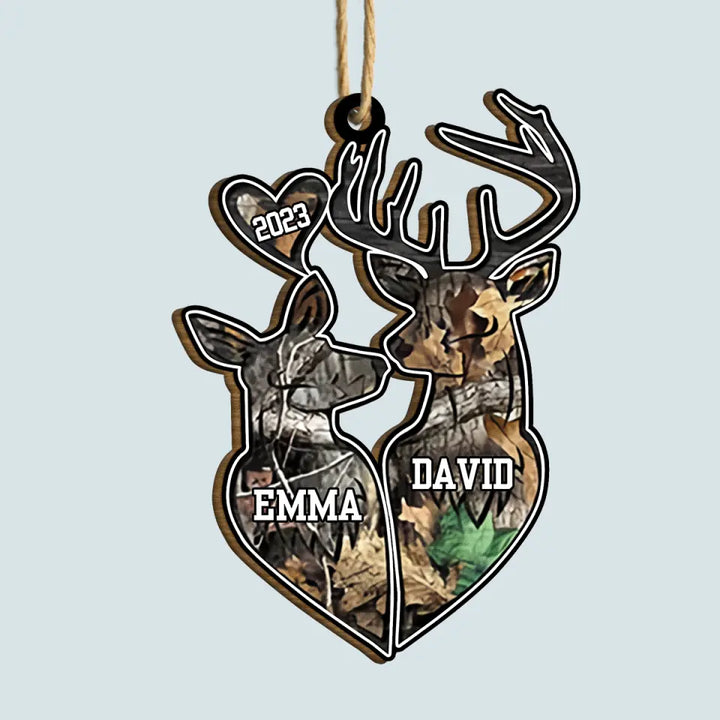 Hunting Couple - Personalized Wood Ornament - Christmas Gift For Couple, Wife, Husband, Hunting Lover