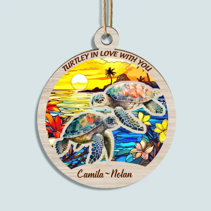 Turtley In Love With You - Personalized Custom Suncatcher Layer Mix Ornament - Christmas Gift For Couple, Wife, Husband, Family Members