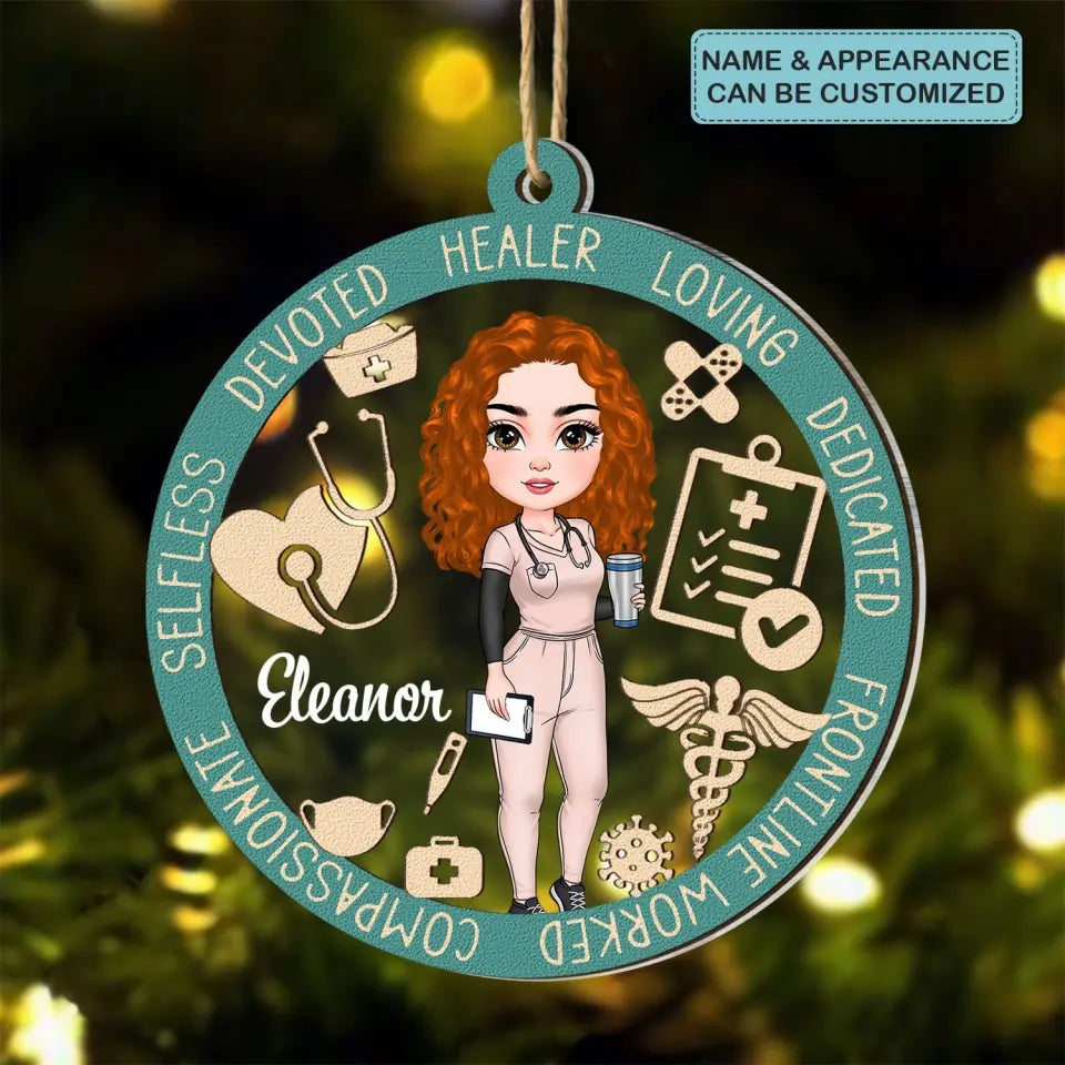 Devoted Healer Loving Dedicated - Personalized Custom Layer Mix Ornament - Christmas Gift, Nurse's Day, Appreciation Gift For Nurse
