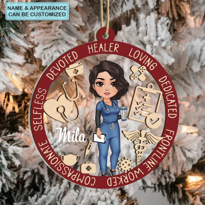 Devoted Healer Loving Dedicated - Personalized Custom Layer Mix Ornament - Christmas Gift, Nurse's Day, Appreciation Gift For Nurse
