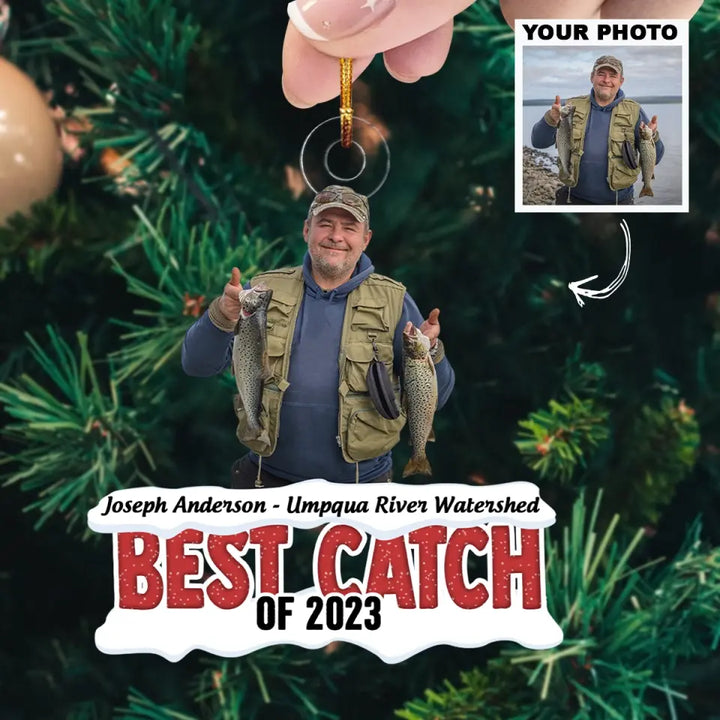 Best Catch Of The Year - Personalized Custom Photo Mica Ornament - Christmas Gift For Fishing Lover AGCHT008