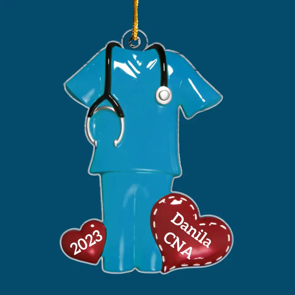 Nurse Scrubs - Personalized Custom Mica Ornament - Nurse's Day, Appreciation, Christmas Gift For Nurse