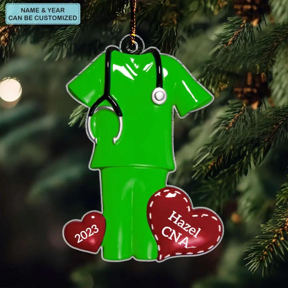 Nurse Scrubs - Personalized Custom Mica Ornament - Nurse's Day, Appreciation, Christmas Gift For Nurse