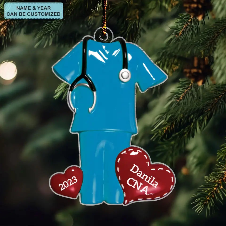 Nurse Scrubs - Personalized Custom Mica Ornament - Nurse's Day, Appreciation, Christmas Gift For Nurse