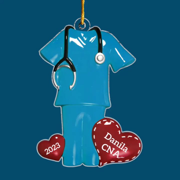 Nurse Scrubs - Personalized Custom Mica Ornament - Nurse's Day, Appreciation, Christmas Gift For Nurse