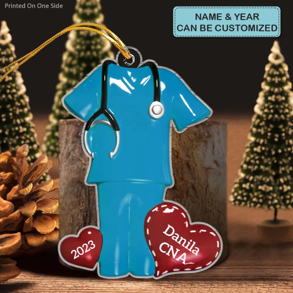 Nurse Scrubs - Personalized Custom Mica Ornament - Nurse's Day, Appreciation, Christmas Gift For Nurse